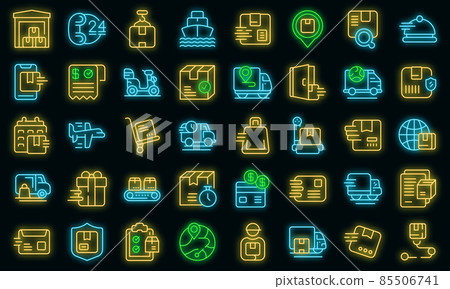 Fast shipping icons set vector neon Fast shipping icons set vector neon 85506741