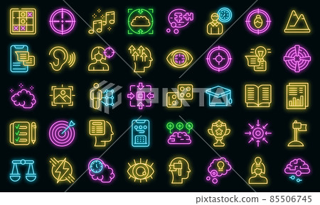 Concentration of attention icons set vector neon 85506745