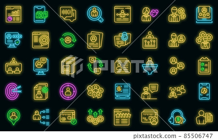 Know your client icons set vector neon 85506747