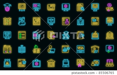 Home schooling icons set vector neon Home schooling icons set vector neon 85506765