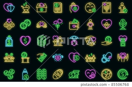 Child support icons set vector neon Child support icons set vector neon 85506768
