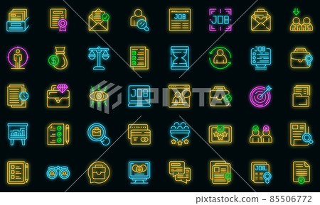 Seeking job icons set vector neon Seeking job icons set vector neon 85506772