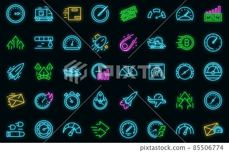 Velocity icons set vector neon 85506774