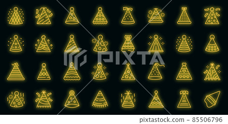Party hats icons set vector neon Party hats icons set vector neon 85506796