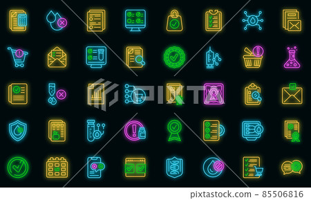 Regulated products icon set neon vector Regulated products icon set neon vector 85506816