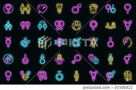 Gender identity icons set vector neon Gender identity icons set vector neon 85506822