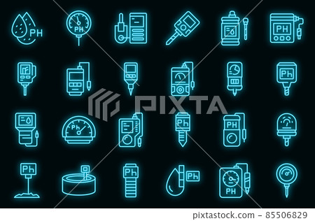 Ph meter icons set vector neon 85506829