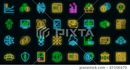 Emerging market icons set vector neon 85506870