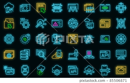 API icons set vector neon API icons set vector neon 85506871