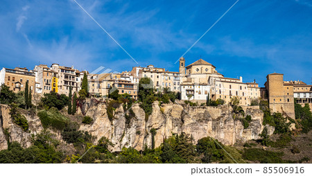 The Casas Colgadas, the Hanging Houses in the medieval town of Cuenca in Castilla La Mancha, Spain. 85506916