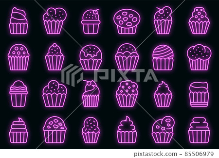 Muffin icons set vector neon Muffin icons set vector neon 85506979