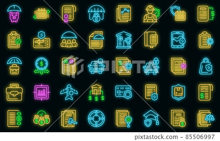 Liability icons set vector neon Liability icons set vector neon 85506997