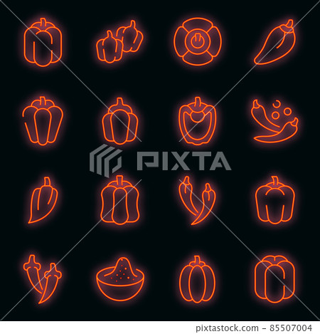Paprica icons set vector neon Paprica icons set vector neon 85507004