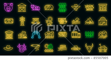 Ranch icons set vector neon Ranch icons set vector neon 85507005