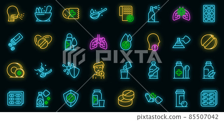 Cough drops icons set vector neon 85507042