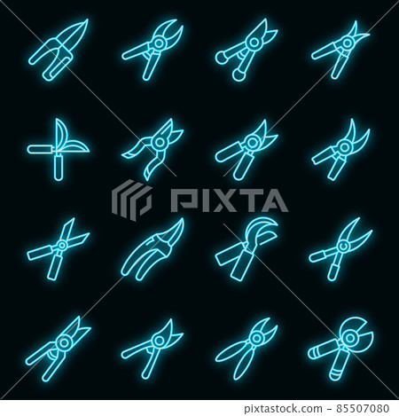 Secateurs icons set vector neon 85507080