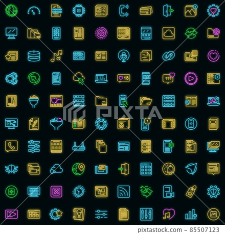 Interface icons set vector neon 85507123