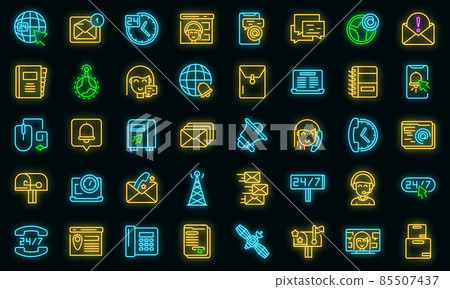 Contact us icons set vector neon 85507437
