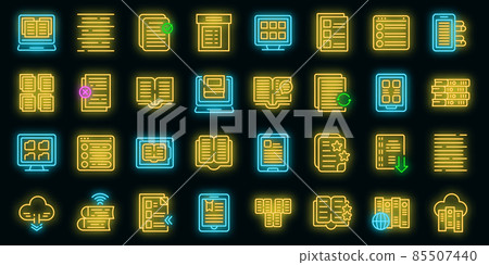 Electronic catalogs icons set vector neon - Stock Illustration ...
