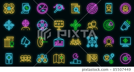 Target audience icons set vector neon 85507449
