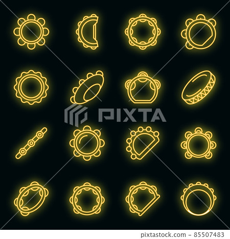 Tambourine icons set vector neon 85507483