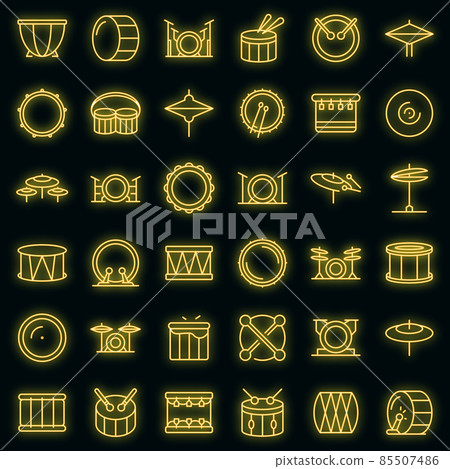Drum icons set vector neon Drum icons set vector neon 85507486
