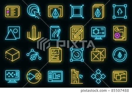 Redesign icons set vector neon 85507488