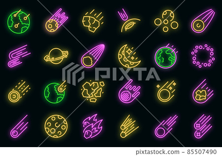Asteroid icons set vector neon 85507490