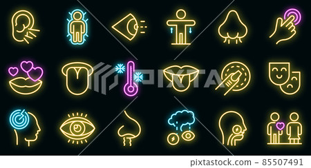 Senses icons set vector neon 85507491
