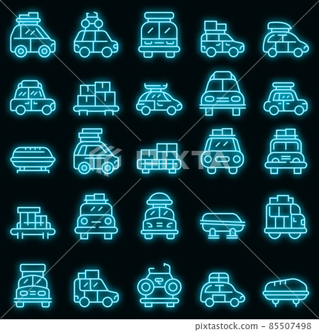Car roof box icons set vector neon Car roof box icons set vector neon 85507498