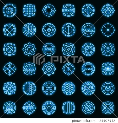 Manhole icons set vector neon 85507512