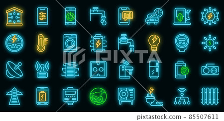 Smart consumption icons set vector neon 85507611