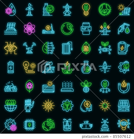 Eco innovation icons set vector neon 85507612