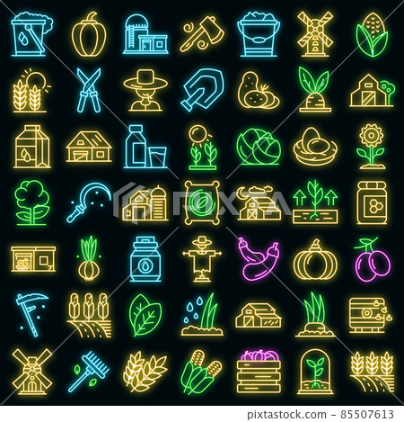 Eco farming icons set vector neon 85507613