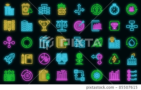 Sustainable development icons set vector neon 85507615