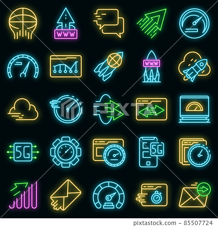 Internet speed icons set vector neon - Stock Illustration [85507724 ...