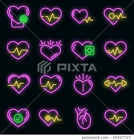 Healthy heart icons set vector neon 85507725