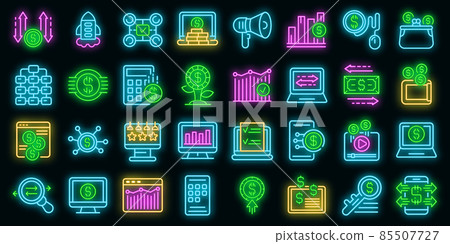Monetization icons set vector neon-插圖素材 [85507727] - PIXTA圖庫