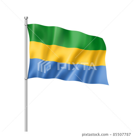 Gabonese flag isolated on white Gabonese flag isolated on white 85507787