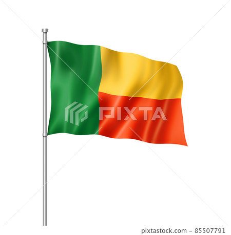 Benin flag isolated on white Benin flag isolated on white 85507791