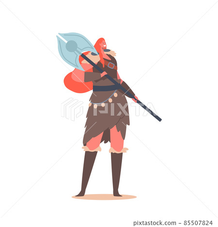 Viking Woman, Personage of Nordic Legends. Scandinavian Warrior Female Character with Ginger Hair, Wear Fur Dress Viking Woman, Personage of Nordic Legends. Scandinavian Warrior Female Character with Ginger Hair, Wear Fur Dress 85507824