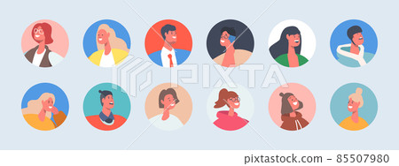 Set People Avatars, Young and Mature Men or Women Portraits for Social Media and Web Design. Male and Female Characters Set People Avatars, Young and Mature Men or Women Portraits for Social Media and Web Design. Male and Female Characters 85507980