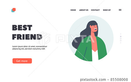 Best Friend Landing Page Template. Cheerful Girl, Happy Millenial Woman Wear Casual Clothes Smiling, Human Bonds Best Friend Landing Page Template. Cheerful Girl, Happy Millenial Woman Wear Casual Clothes Smiling, Human Bonds 85508008