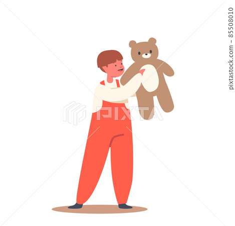 Little Child Playing with Toy. Kid with Teddy Bear Having Recreation at Home or Kindergarten, Kids Activity, Boy Fun Little Child Playing with Toy. Kid with Teddy Bear Having Recreation at Home or Kindergarten, Kids Activity, Boy Fun 85508010