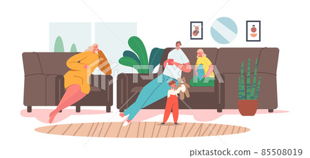 Mom Meet with Girlfriend at Home.. Couple of Women Friends Sitting on Couch, Drinking Coffee, Communicating Mom Meet with Girlfriend at Home.. Couple of Women Friends Sitting on Couch, Drinking Coffee, Communicating 85508019