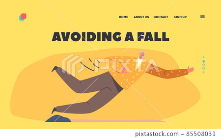 Avoiding a Fall Landing Page Template. Senior... - Stock Illustration ...