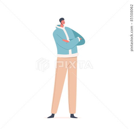 Man Wear Bicyclist Helmet Stand with Crossed Arms Isolated on White Background. Sportsman, Athlete with Unhappy Face Man Wear Bicyclist Helmet Stand with Crossed Arms Isolated on White Background. Sportsman, Athlete with Unhappy Face 85508062