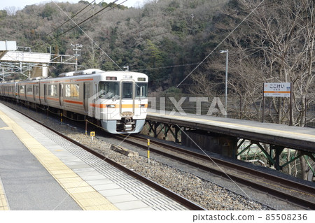 Train passing through Kokokei Station on the Chuo Main Line 85508236