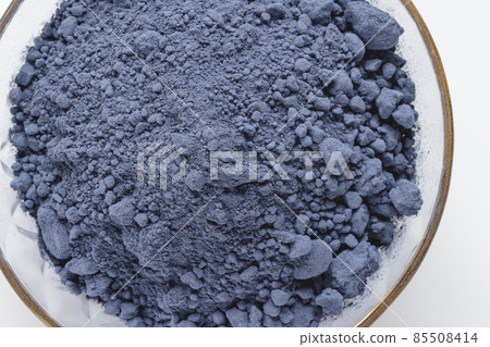 Butterfly pea flower powder or blue matcha in bowl, closeup Butterfly pea flower powder or blue matcha in bowl, closeup 85508414