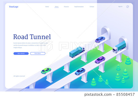Road tunnel banner with car traffic on highway 85508457
